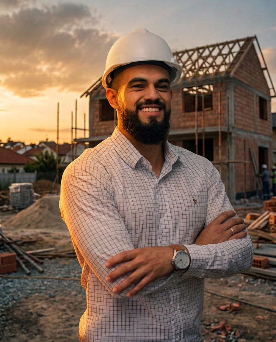 Luiz Fernando Pedrozo, engenheiro civil, em obra residencial